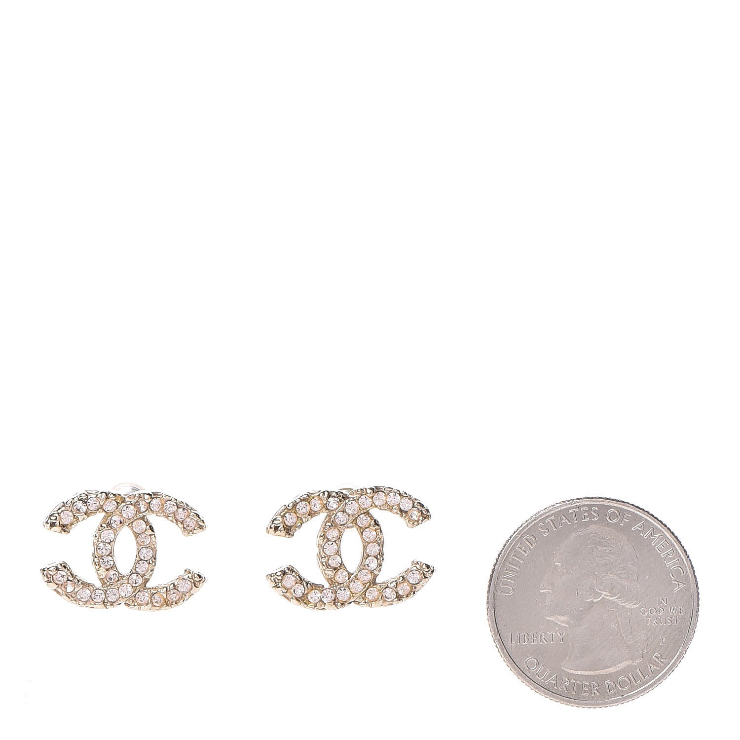 Chanel Crystal CC Earrings Light Gold 2 of 5