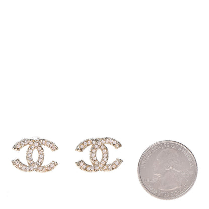 Chanel Crystal CC Earrings Light Gold 2 of 5