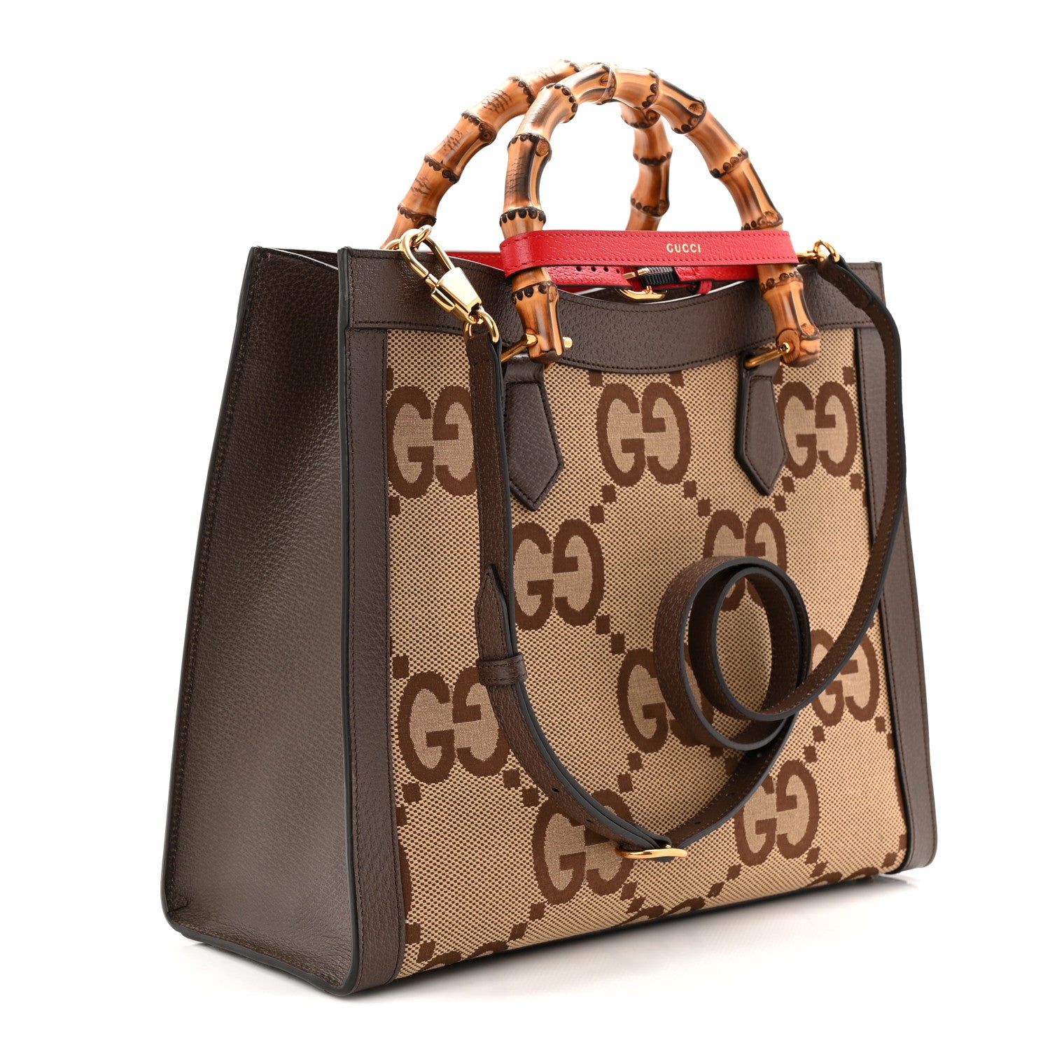 Gucci Monogram Jumbo GG Textured Dollar Calfskin Medium Diana Tote