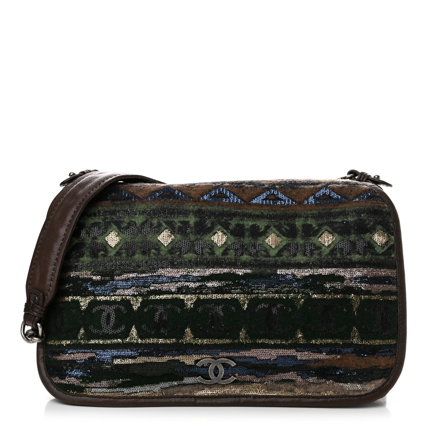 Chanel Tweed Sequin Edinburgh Messenger Bag 1 of 11