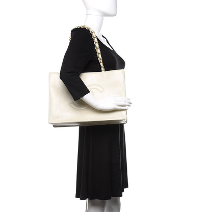 Chanel Glazed Aged Calfskin CC Tote White 2 of 18
