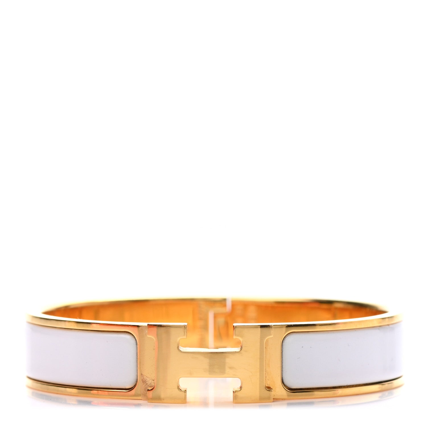 Hermes Enamel Narrow Clic Clac H Bracelet PM White 1 of 3