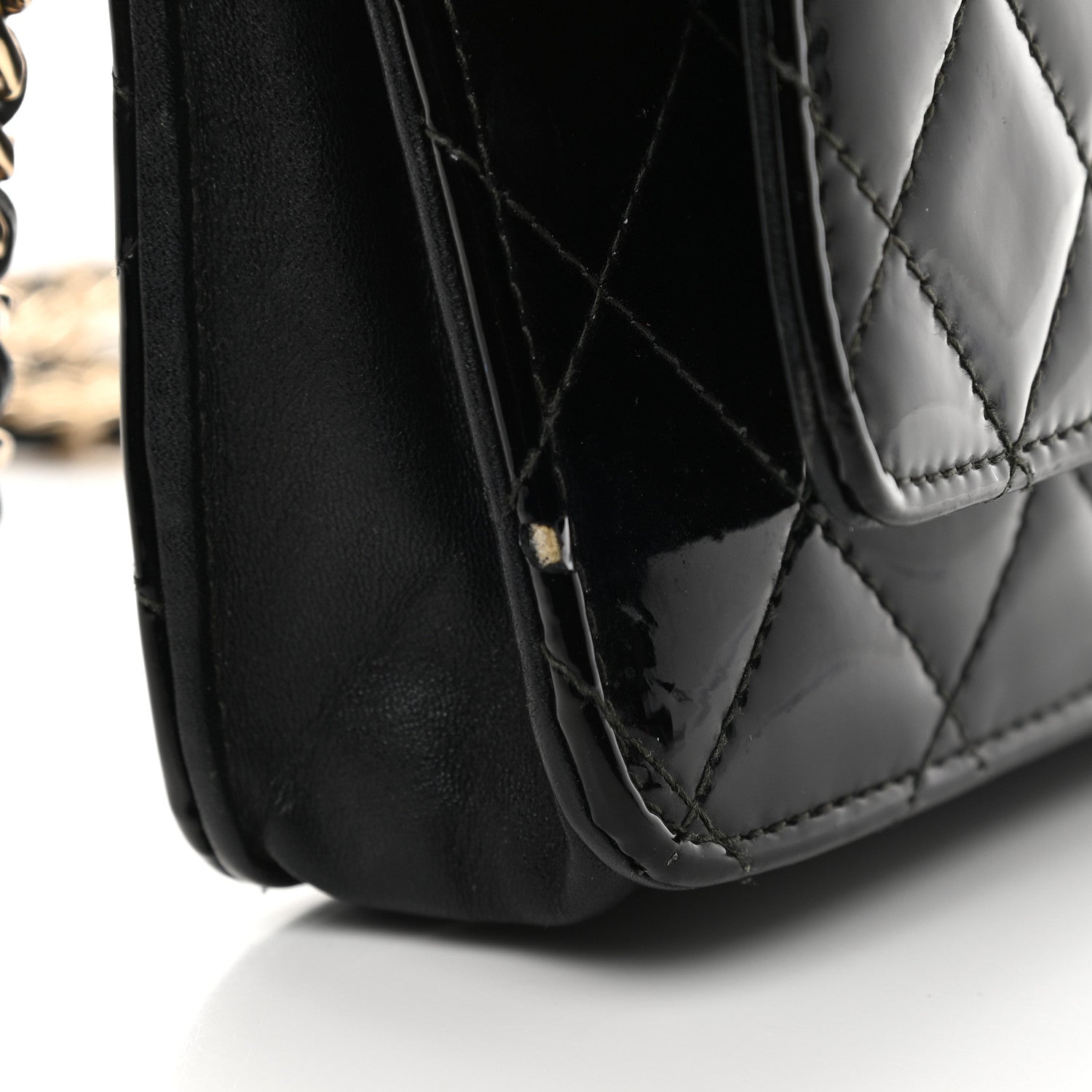 Chanel Patent Quilted Wallet On Chain WOC Black 11 of 13
