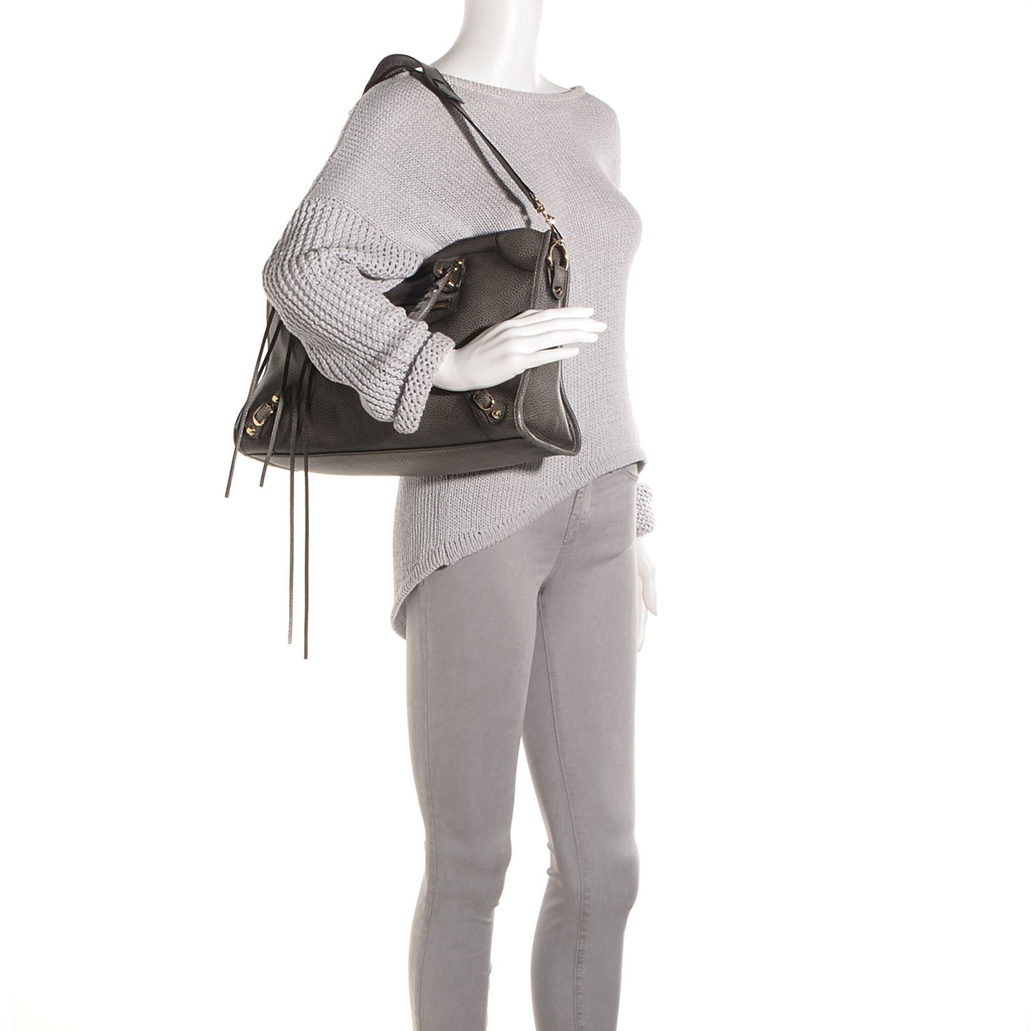 Grained Calfskin Classic Gold Hardware City Ombre Grey Gradient