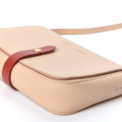 Celine Grained Shiny Calfskin Strap Clutch Light Taupe Red 8 of 9