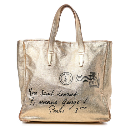 Saint Laurent Metallic Textured Patent Large Y-Mail Tote Gold 1 of 15