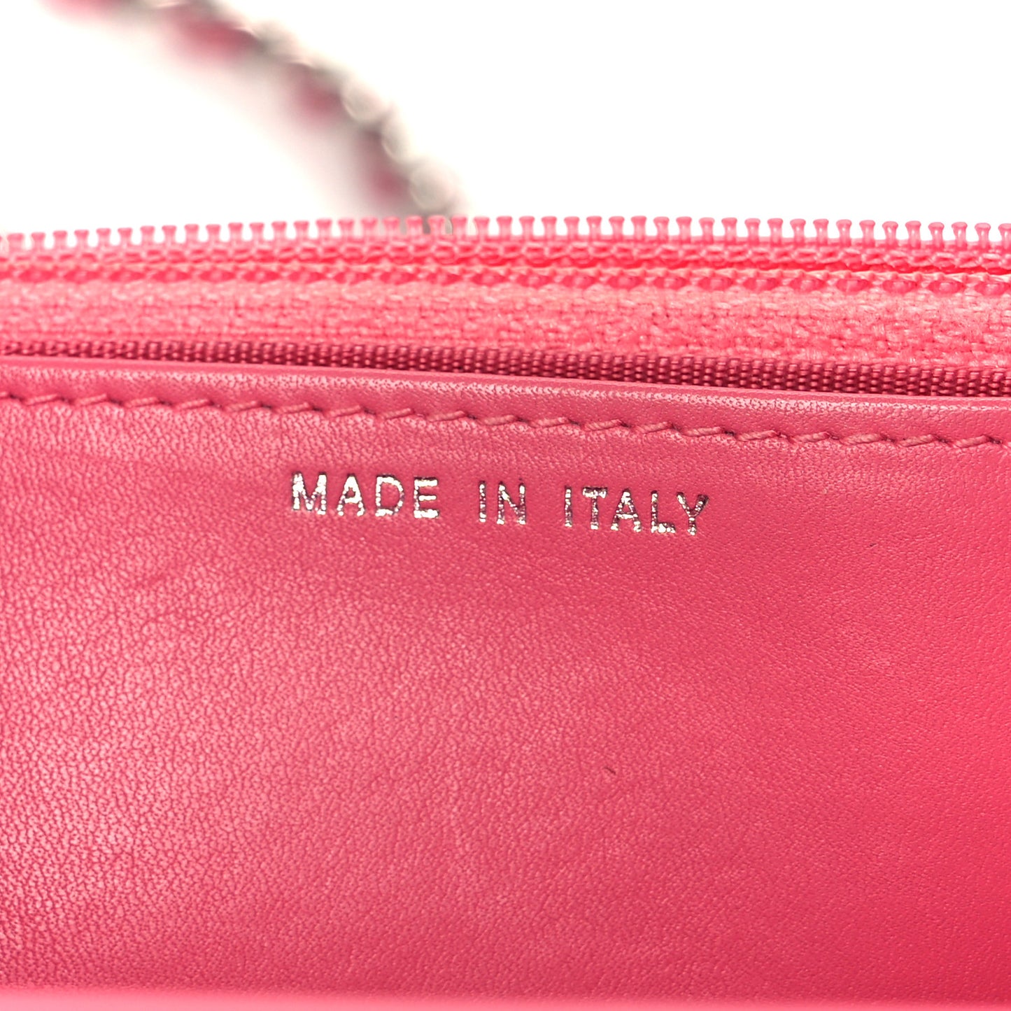 Lambskin Quilted Wallet On Chain WOC Pink