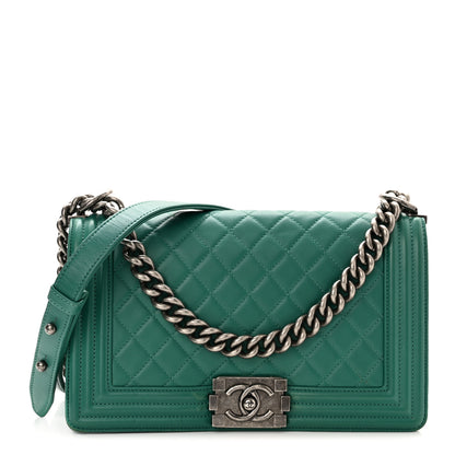 Chanel Lambskin Quilted Medium Boy Flap Green 1 of 10