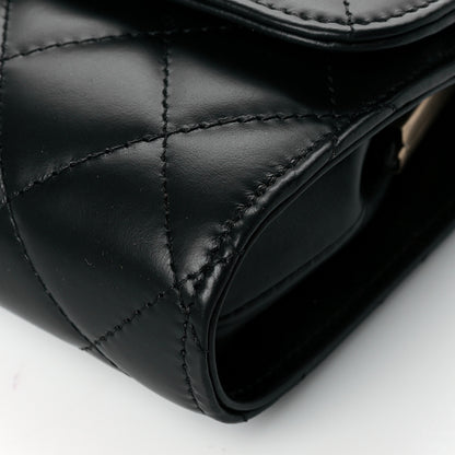 Chanel Shiny Calfskin Quilted Flap Phone Holder With Chain Black 10 of 11