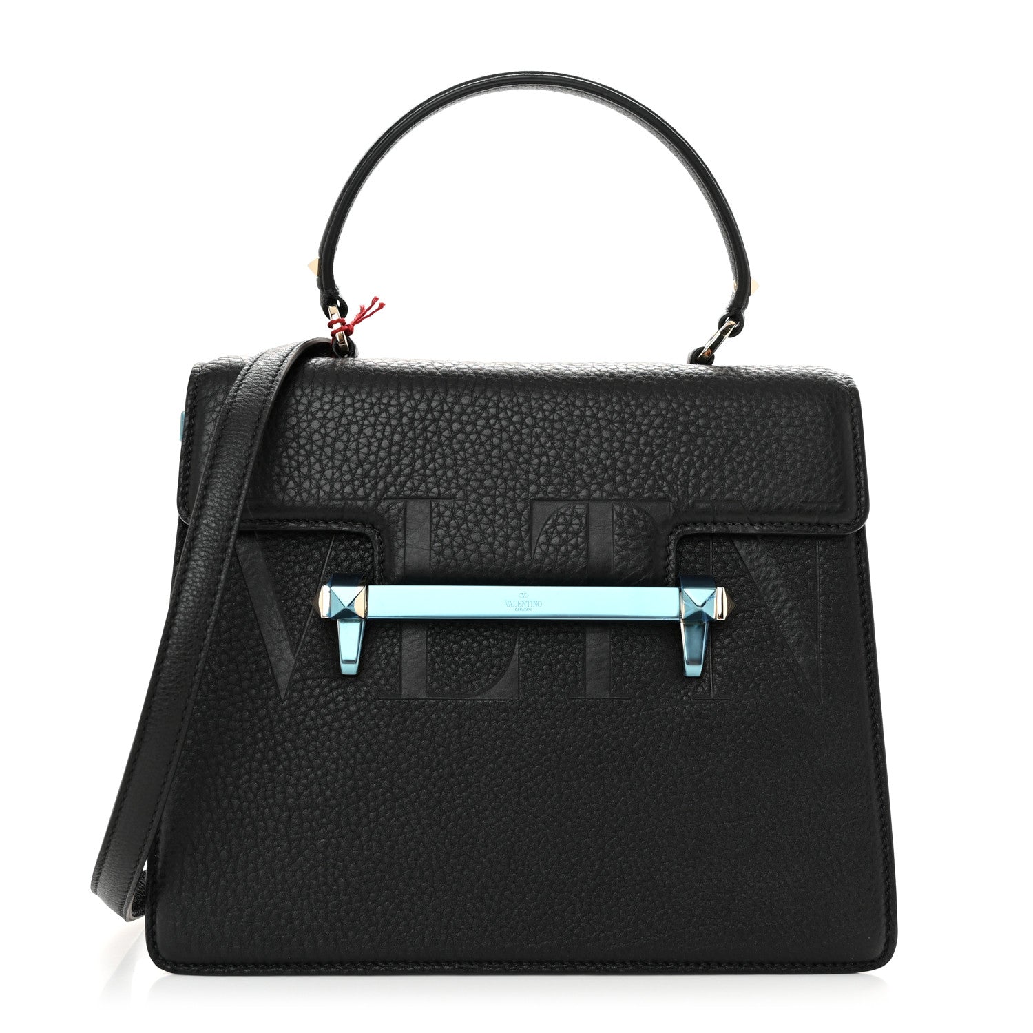 Valentino Garavani Grainy Calfskin Embossed VLTN Uptown Top Handle Bag Black 1 of 10