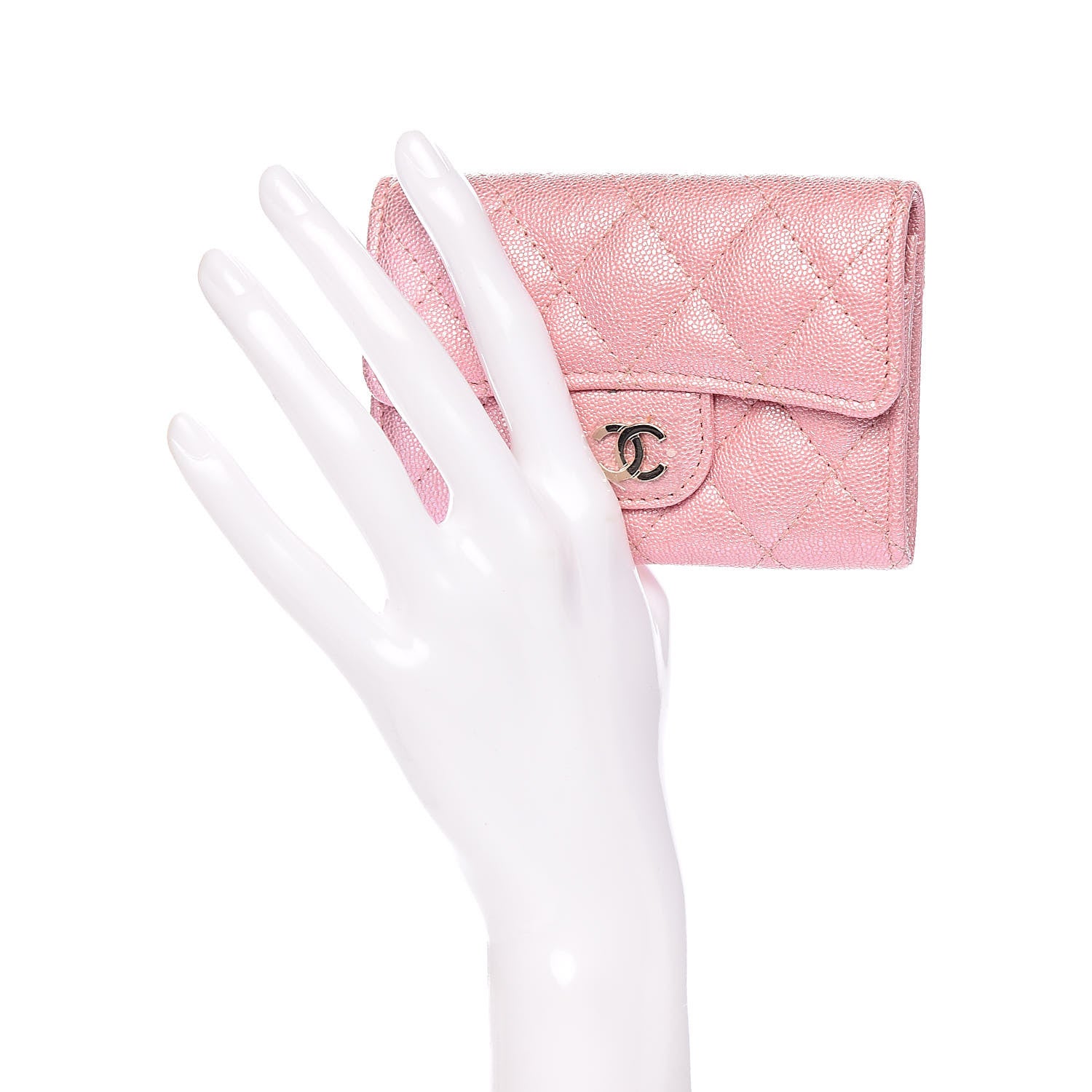 Chanel Iridescent Caviar Quilted Flap Card Holder Rose Pink 2 of 9