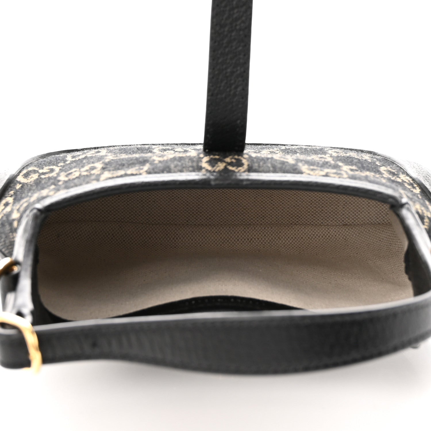 Gucci Jacquard Black Denim GG Monogram Textured Dollar Calfskin Mini Jackie 1961 Hobo Black Ivory 6 of 11