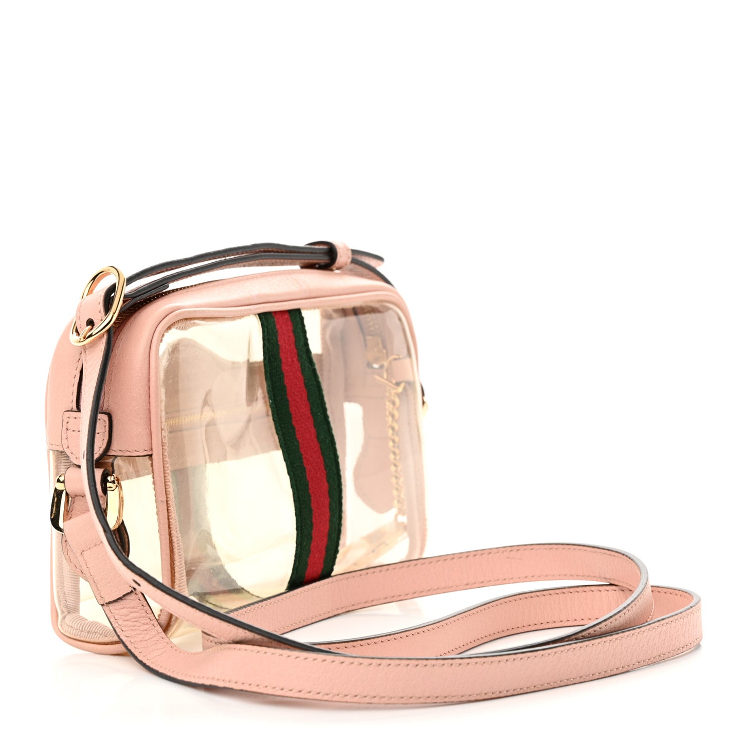 Vinyl Web Mini Ophidia Transparent Shoulder Bag Perfect Pink