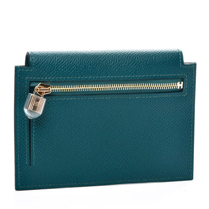 Hermes Epsom Kelly Pocket Compact Wallet Vert Bosphore 2 of 8