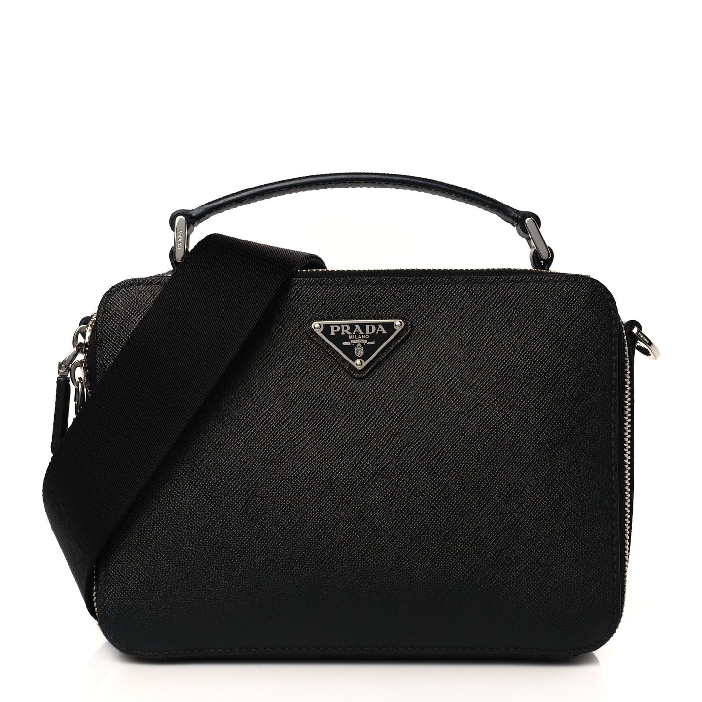 Saffiano Travel Medium Brique Crossbody Bag Black