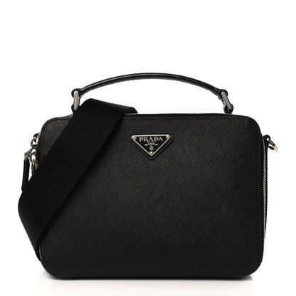 Prada Saffiano Travel Medium Brique Crossbody Bag Black 1 of 7