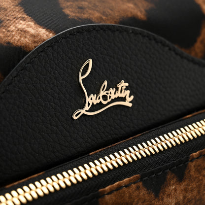 Christian Louboutin Nylon Calfskin Leopard Studded Small Backloubi Backpack Brown Black 5 of 11