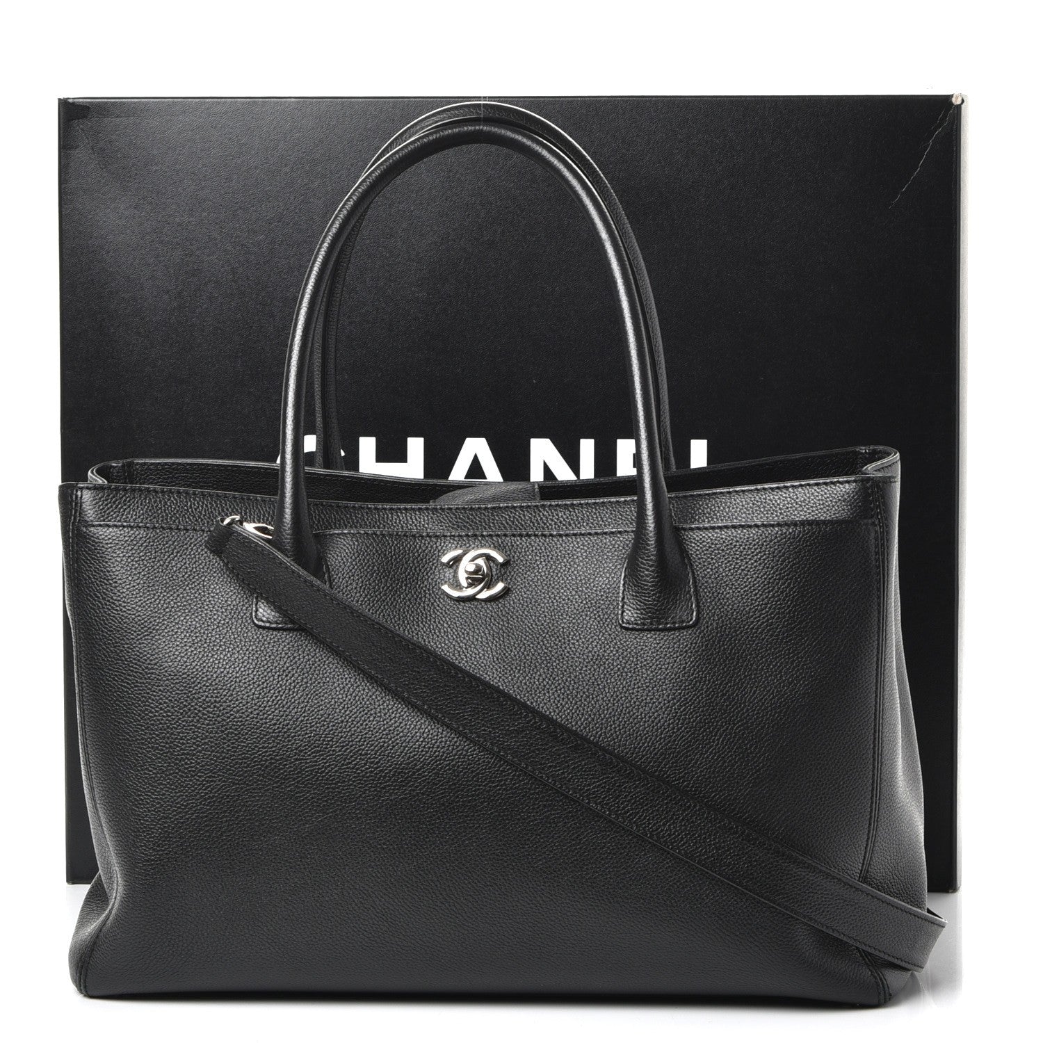 Chanel Calfskin Cerf Executive Shopper Tote Black 10 of 10