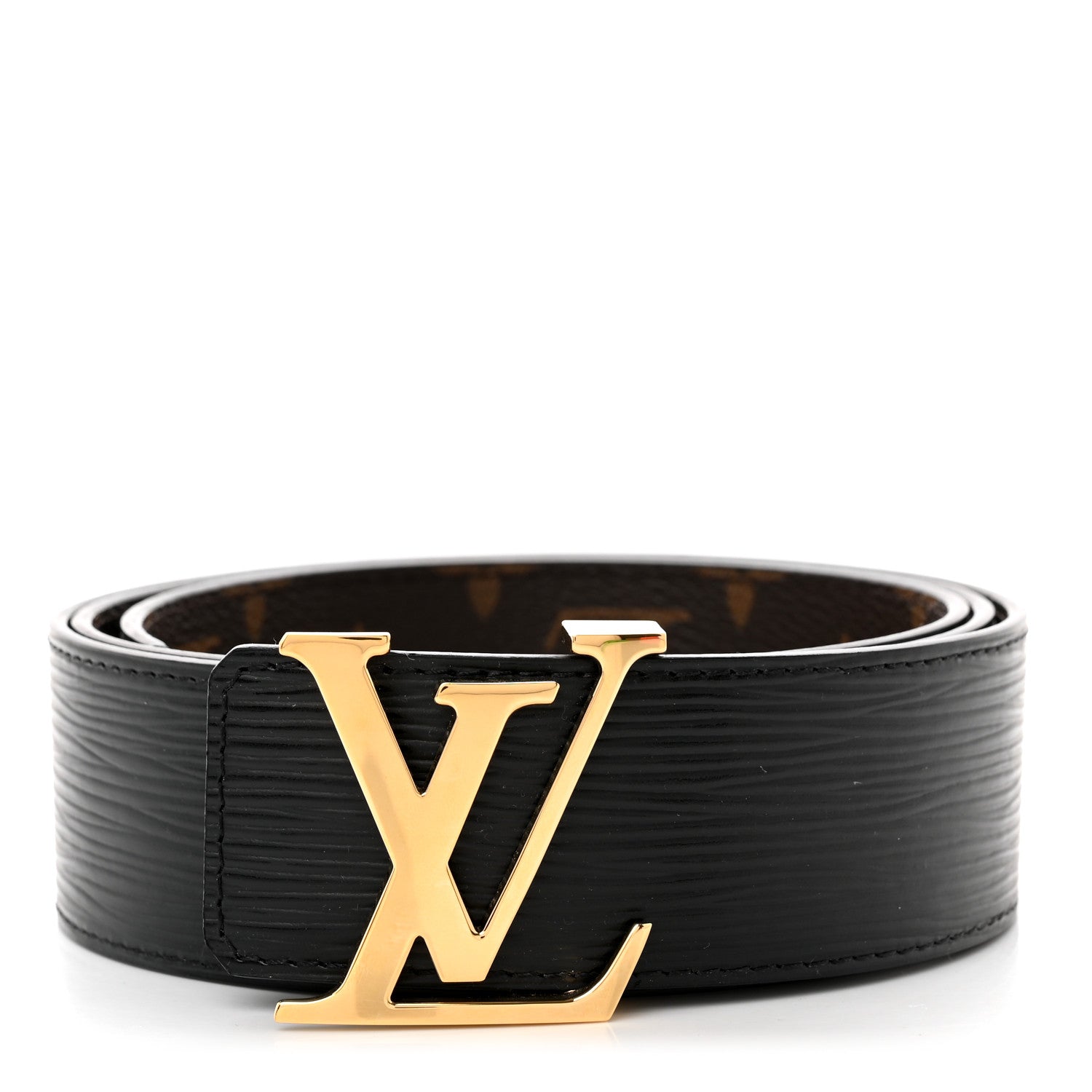 Louis Vuitton Calfskin Monogram LV Initiales Reversible Belt 95 38 Black 1 of 5
