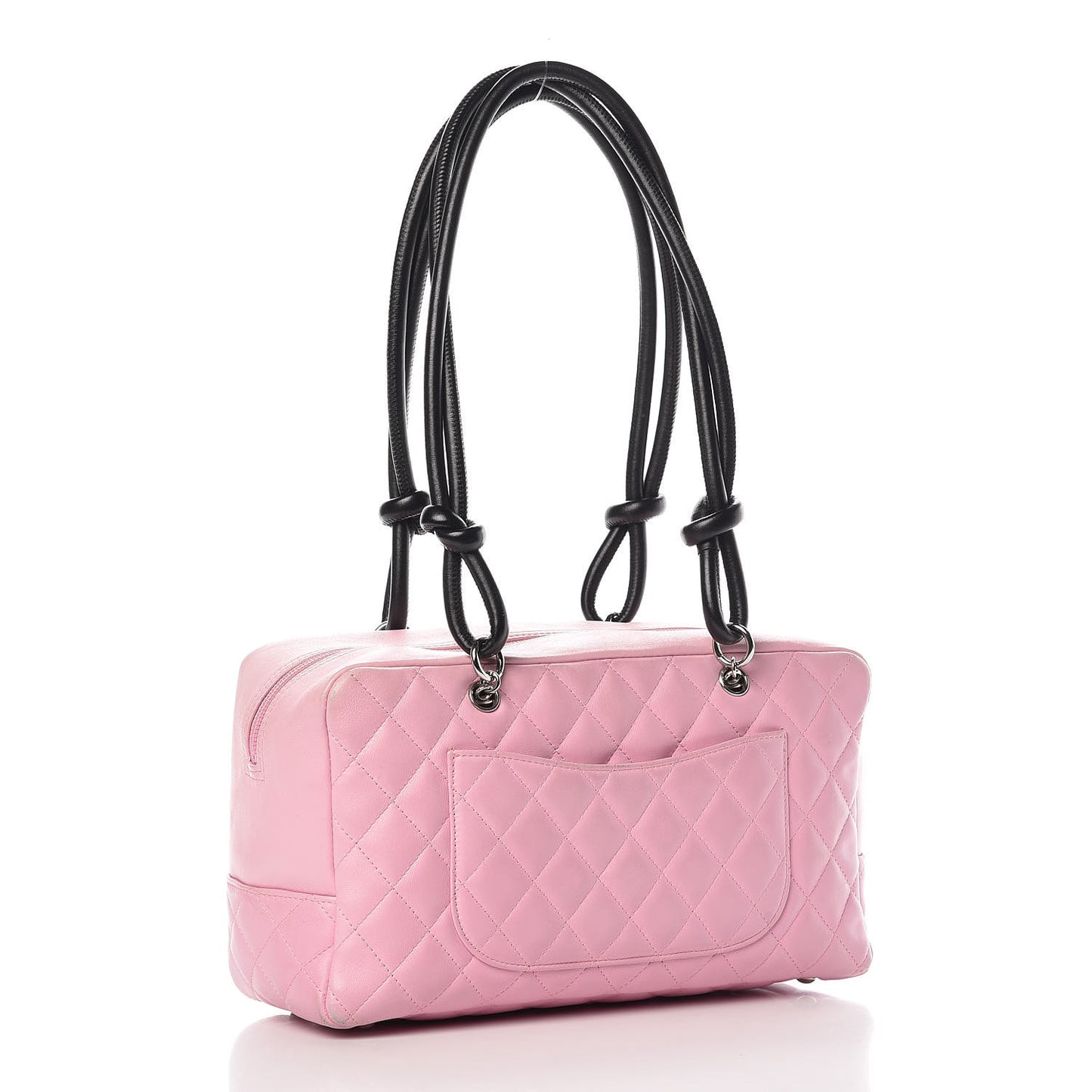 Calfskin Quilted Large Cambon Bowler Pink Black