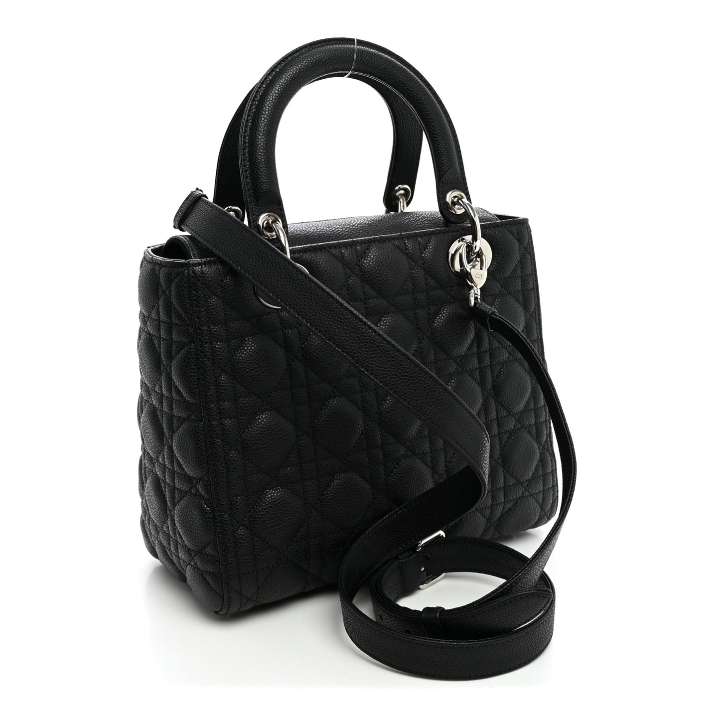 Grained Calfskin Cannage Medium Lady Dior Black