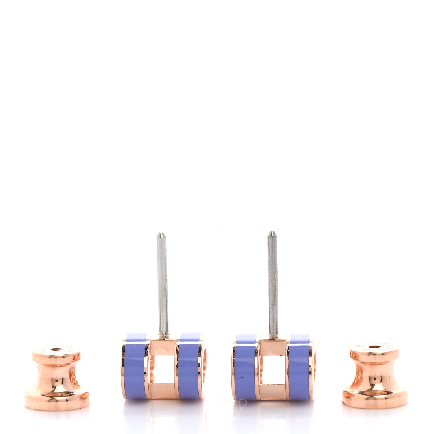 Hermes Rose Gold Lacquered Mini Pop H Earrings Lilac 3 of 7