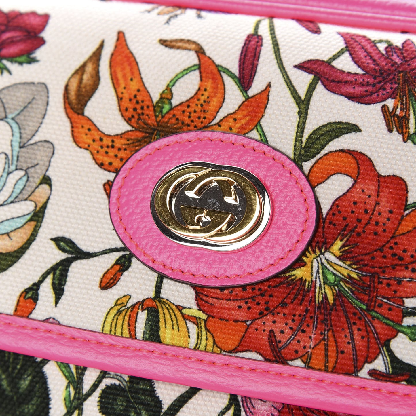 Canvas Flora Floral Shoulder Bag White Fuchsia Fluo