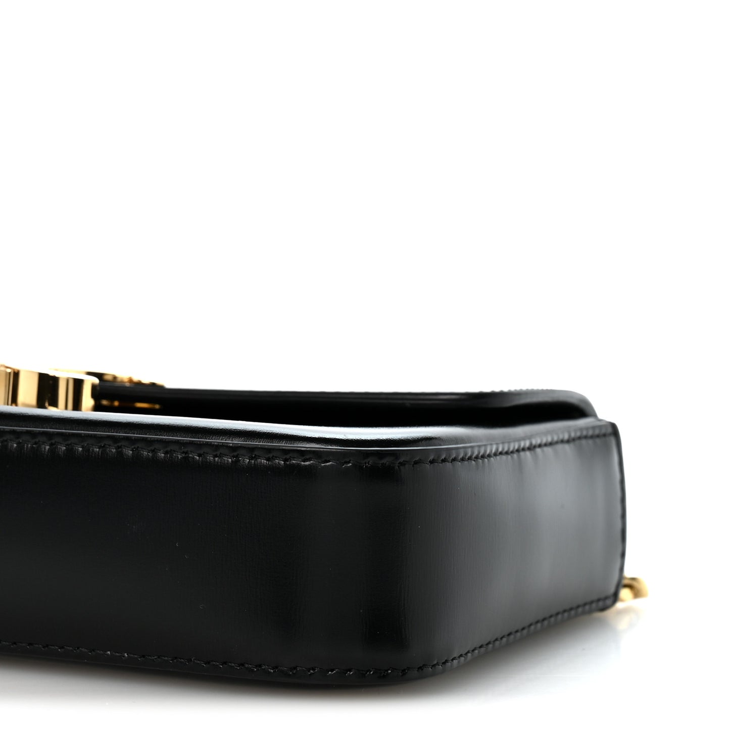 Shiny Calfskin Triomphe Chain Shoulder Bag Black