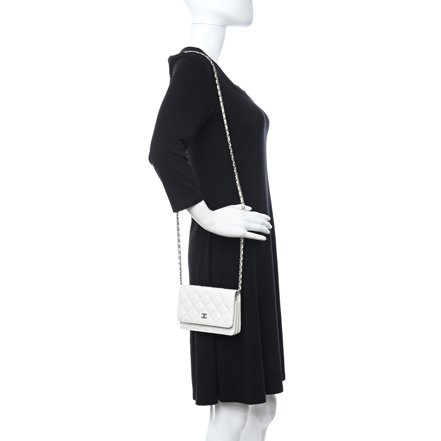 Chanel Caviar Quilted Mini Wallet On Chain WOC White 2 of 14