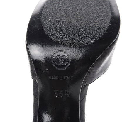 Chanel Lambskin Patent Cap Toe CC Slingback Heels 36.5 Black 9 of 9