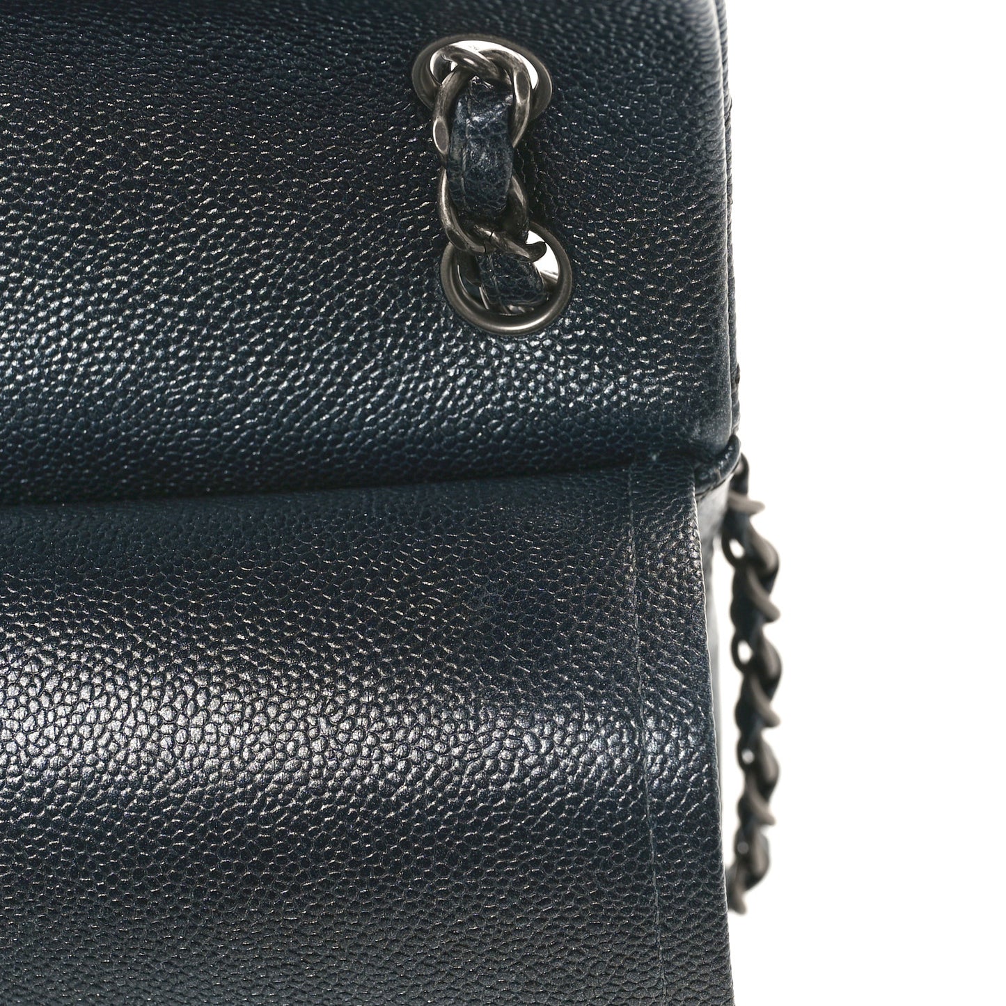 Metallic Caviar Quilted Jumbo Double Flap Dark Grey