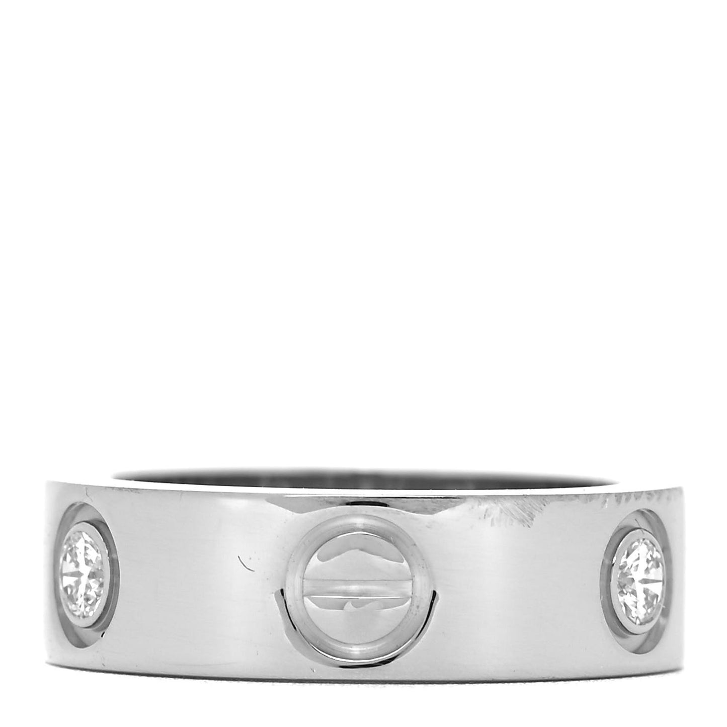 18K White Gold 3 Diamond 5.5mm LOVE Ring 47 4
