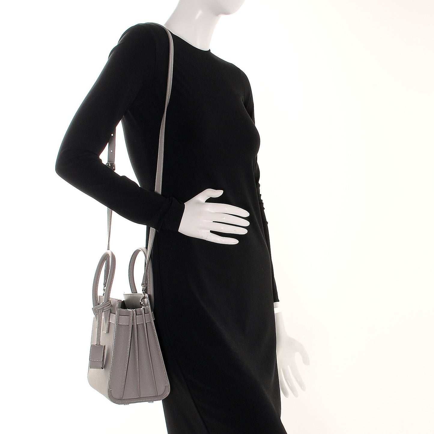 Grained Calfskin Baby Sac De Jour Grey