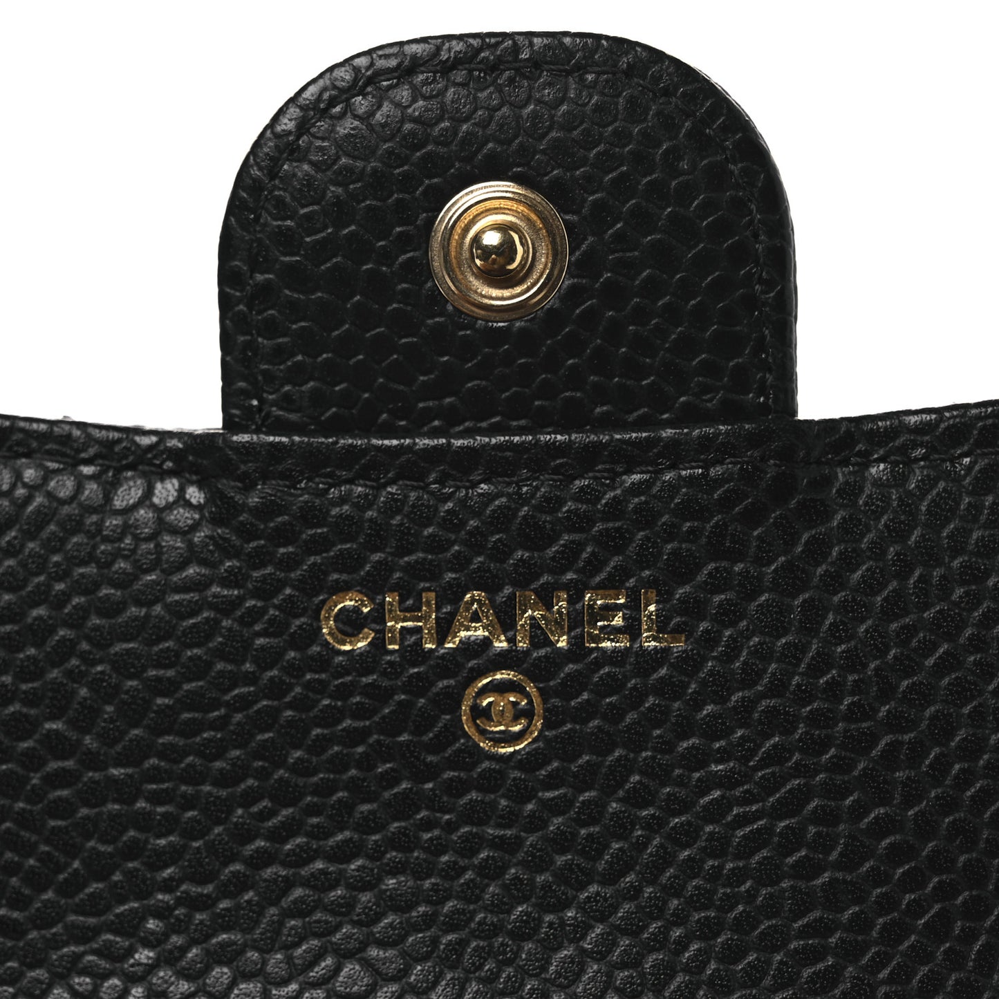 Caviar Quilted Compact Flap Wallet Black