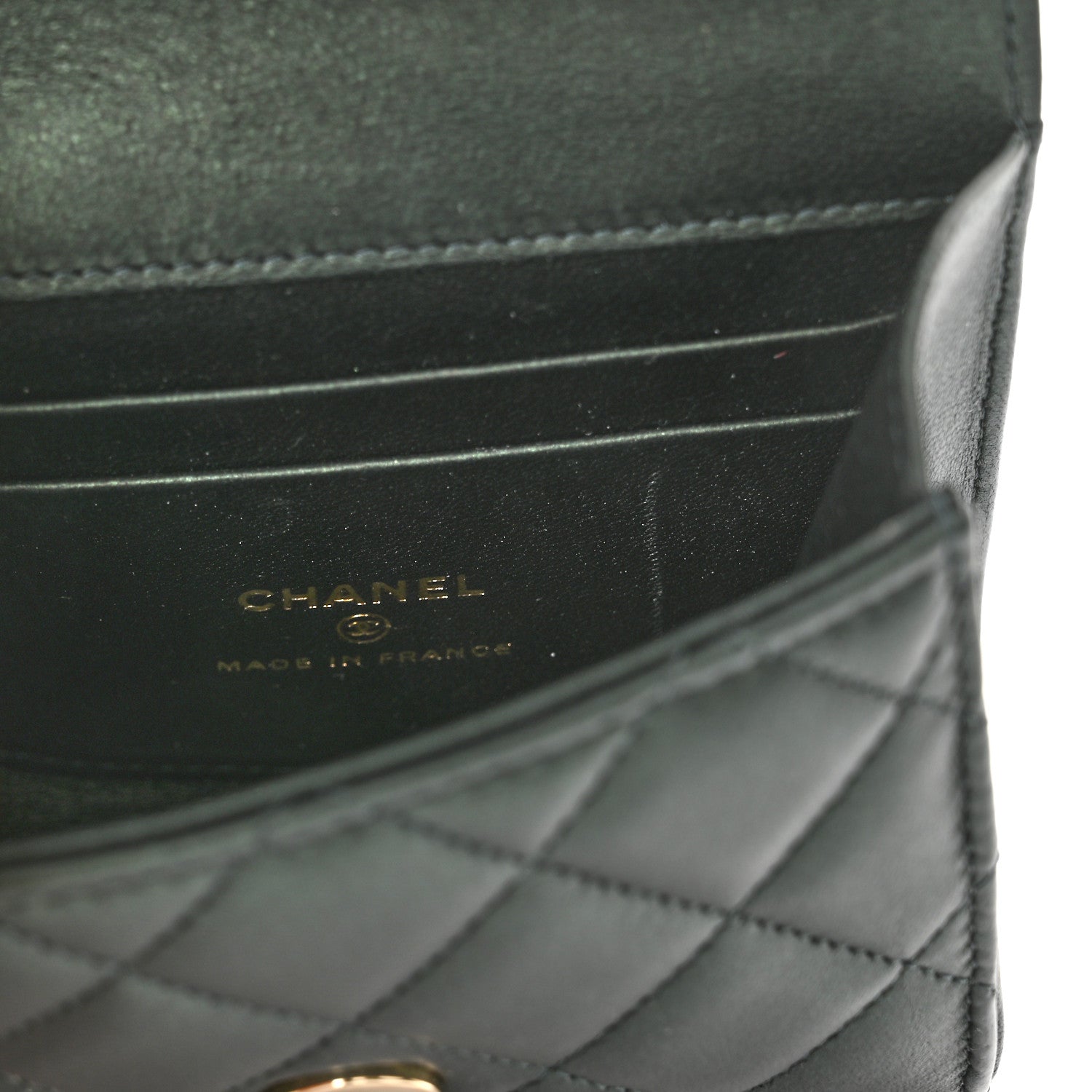 Chanel Iridescent Lambskin Quilted Top Handle Clutch With Chain Dark Green 6 of 13