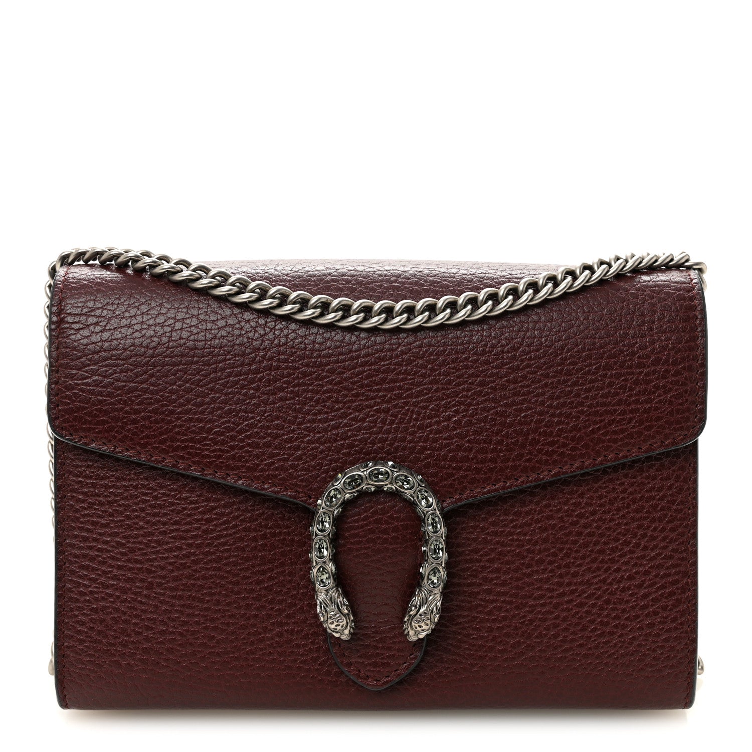 Gucci Dollar Calfskin Crystal Mini Dionysus Chain Wallet Vintage Bordeaux 1 of 10