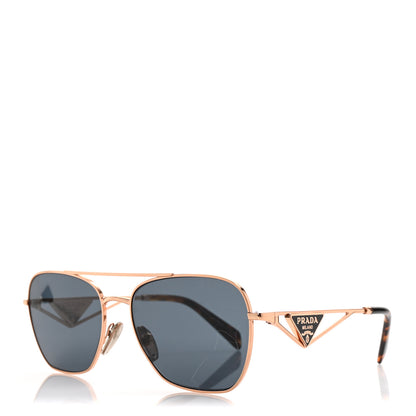 Prada Metal Symbole Triangle Logo Aviator Sunglasses SPR A50 Gold Tortoise Brown 1 of 8
