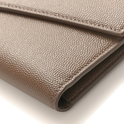 Saint Laurent Grain De Poudre Monogram Uptown Wallet Dark Beige 9 of 9