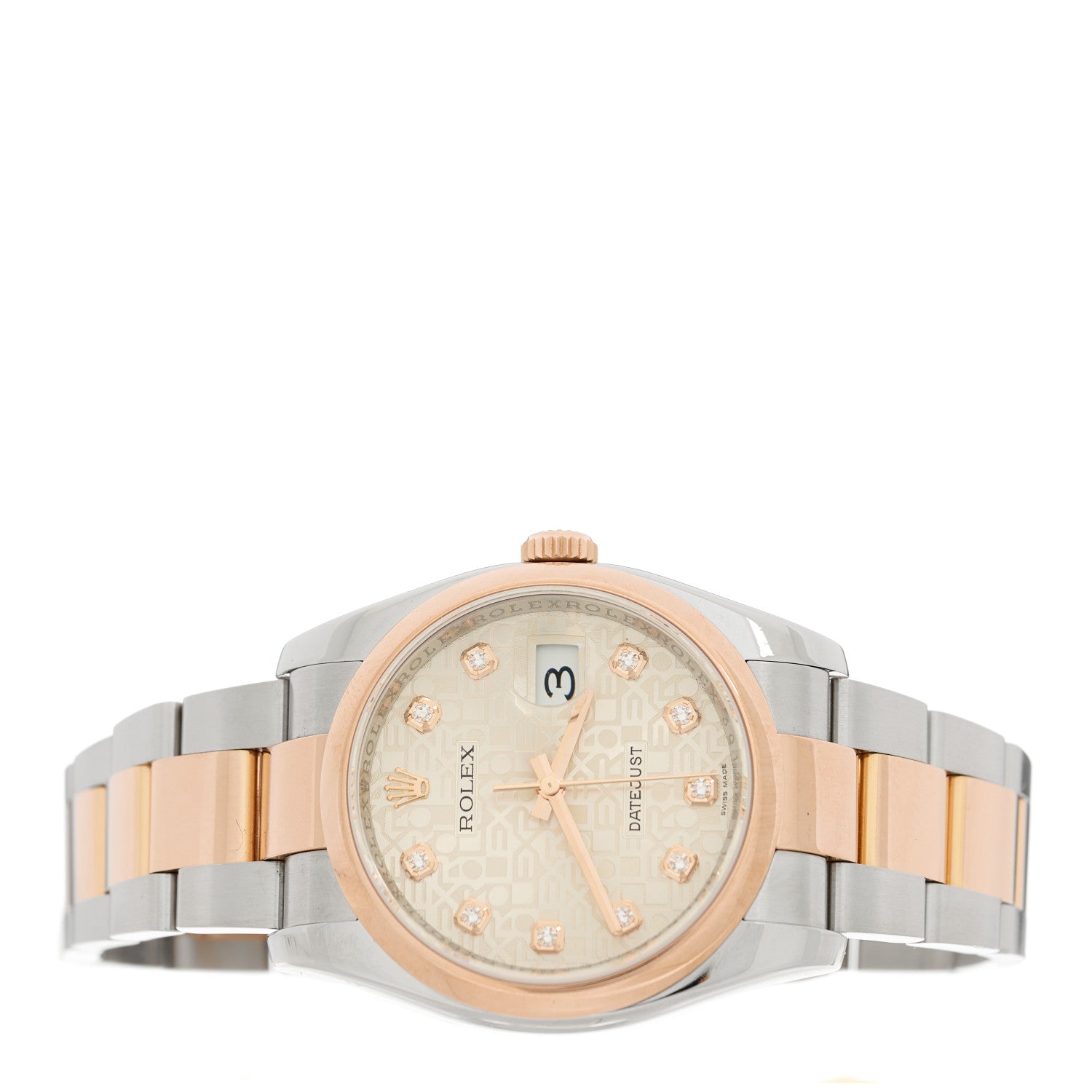 Rolex Stainless Steel 18K Everose Gold Diamond 36mm Oyster Perpetual Datejust Watch Silver Jubilee 116201 2 of 5