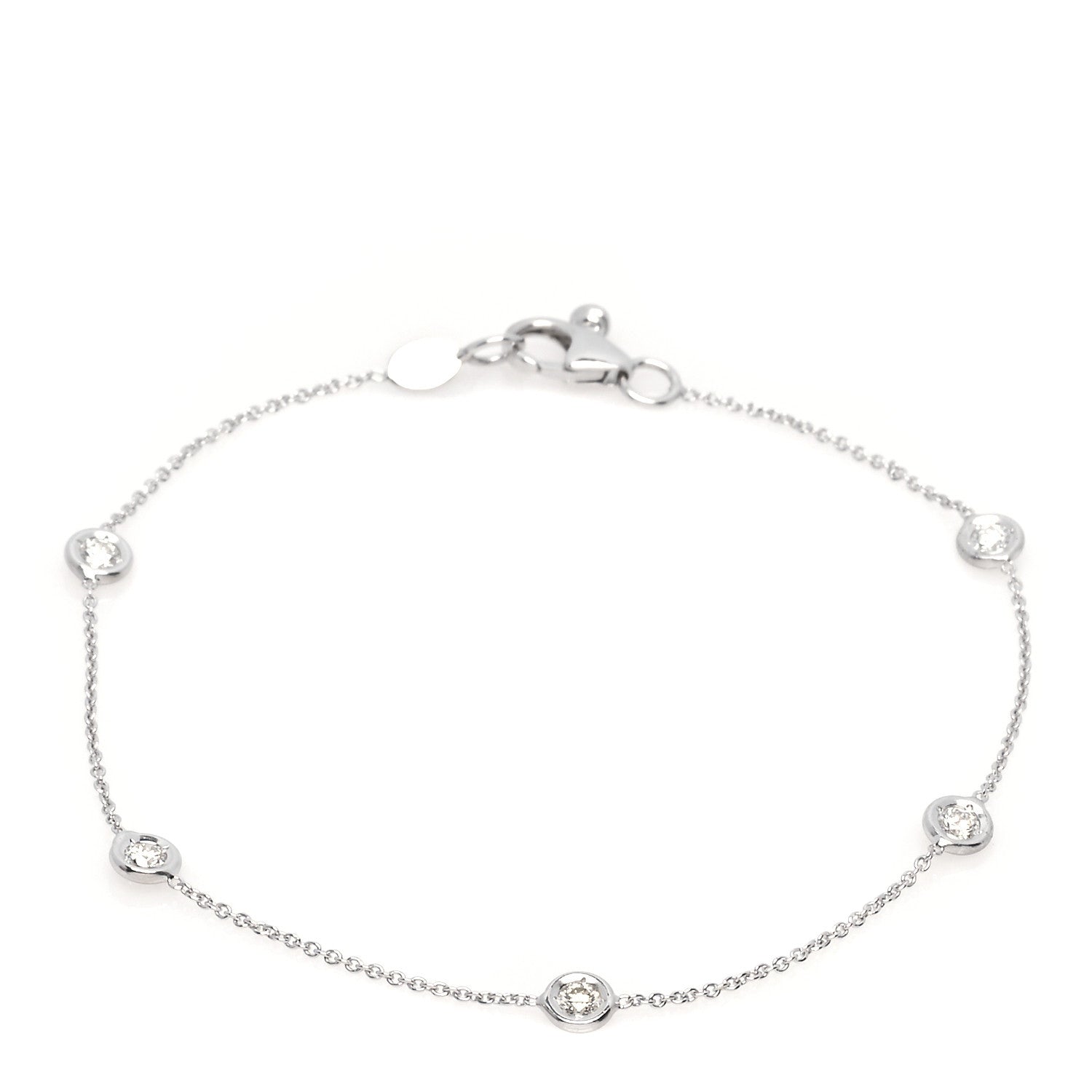 Roberto Coin 18K White Gold Diamond By the Inch Five Station Bracelet 1 of 5