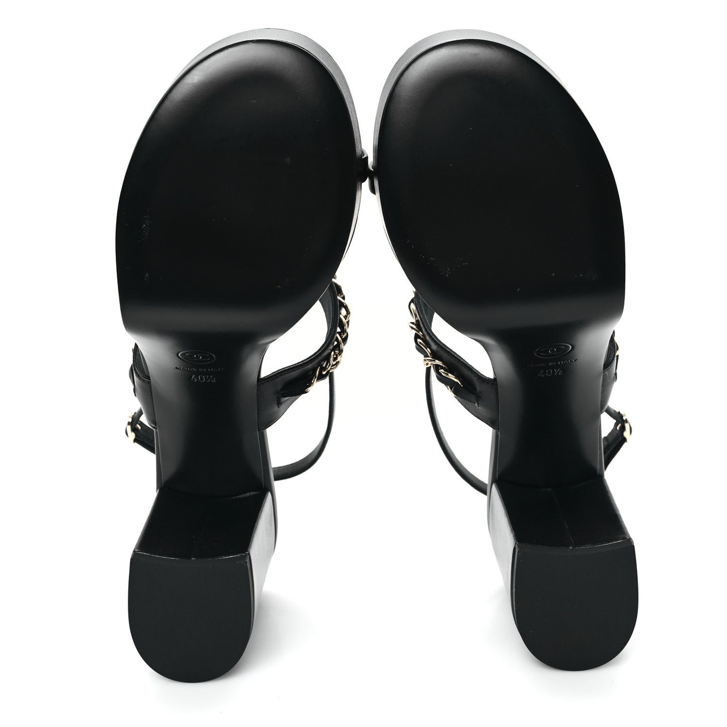 Lambskin Chain Platform Sandals 40.5 Black