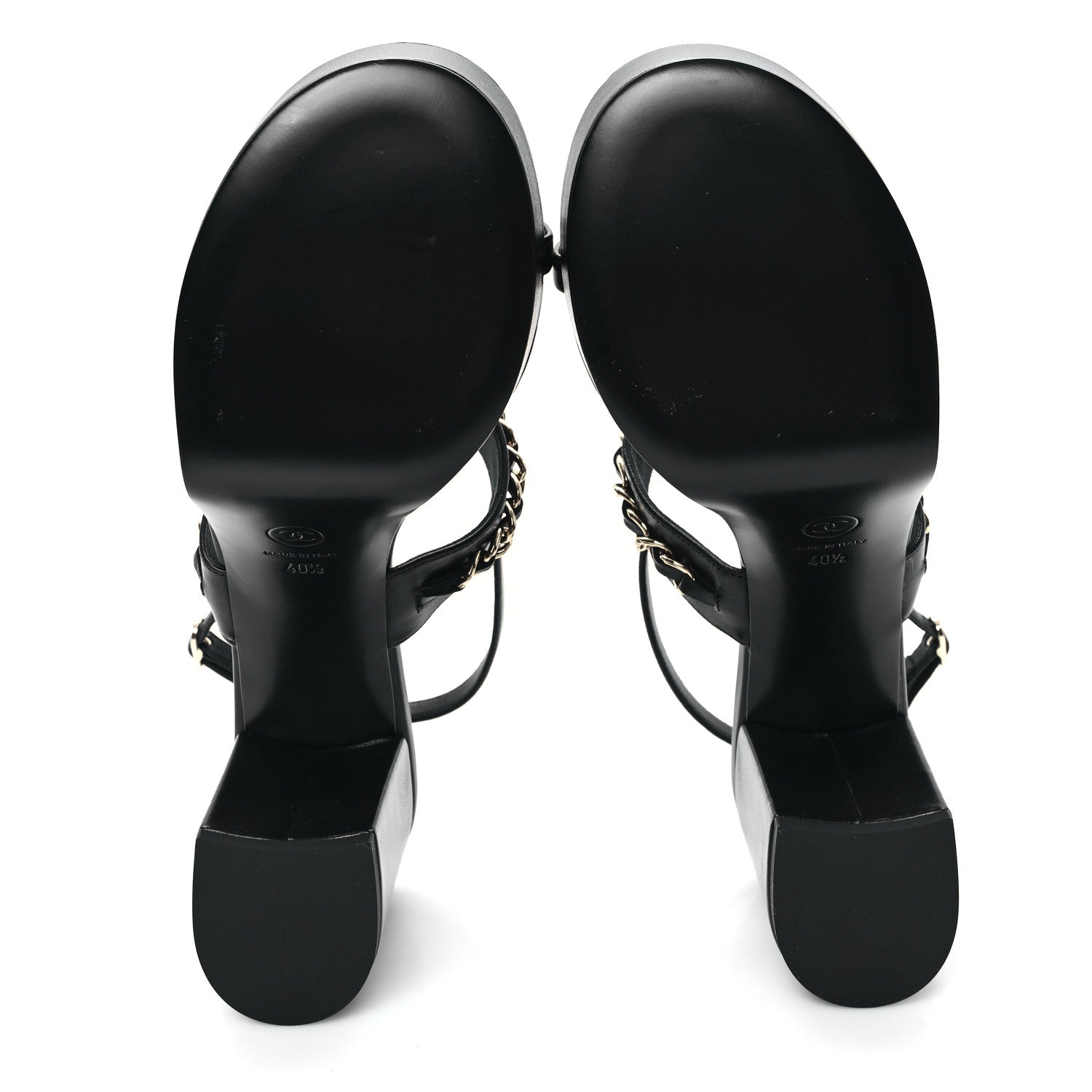 Chanel Lambskin Chain Platform Sandals 40.5 Black 6 of 9