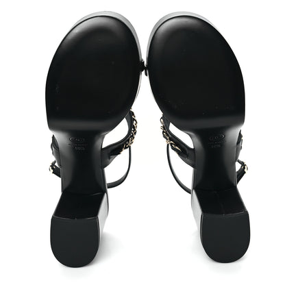 Chanel Lambskin Chain Platform Sandals 40.5 Black 6 of 9