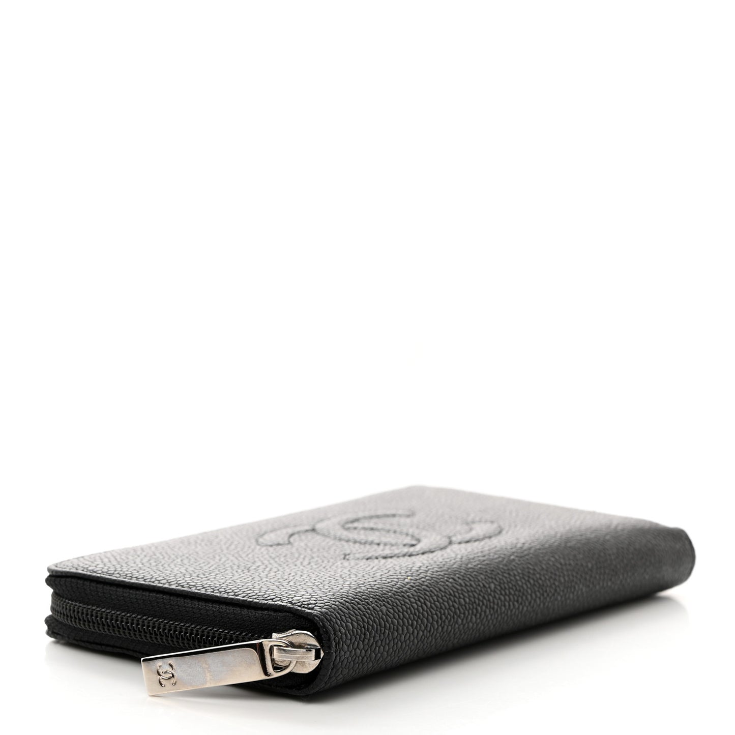 Caviar Large Timeless CC Zip Around Wallet Black