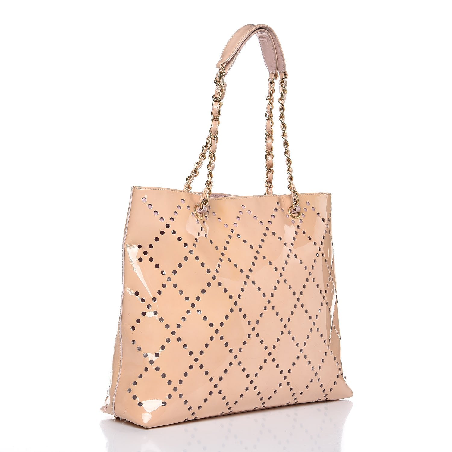 Chanel Patent Perforated CC Tote Beige 3 of 15