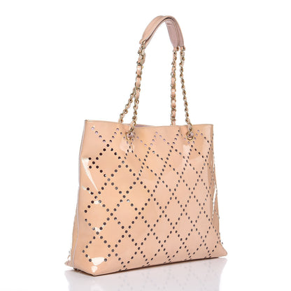 Chanel Patent Perforated CC Tote Beige 3 of 15