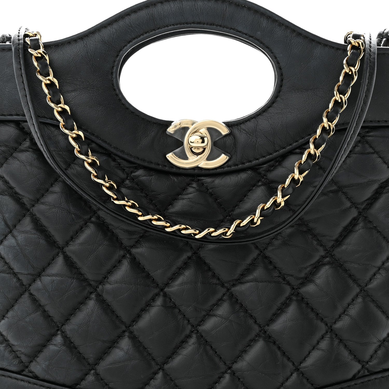 Chanel Aged Calfskin Quilted Mini 31 Shopping Bag Black 8 of 11