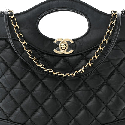 Chanel Aged Calfskin Quilted Mini 31 Shopping Bag Black 8 of 11