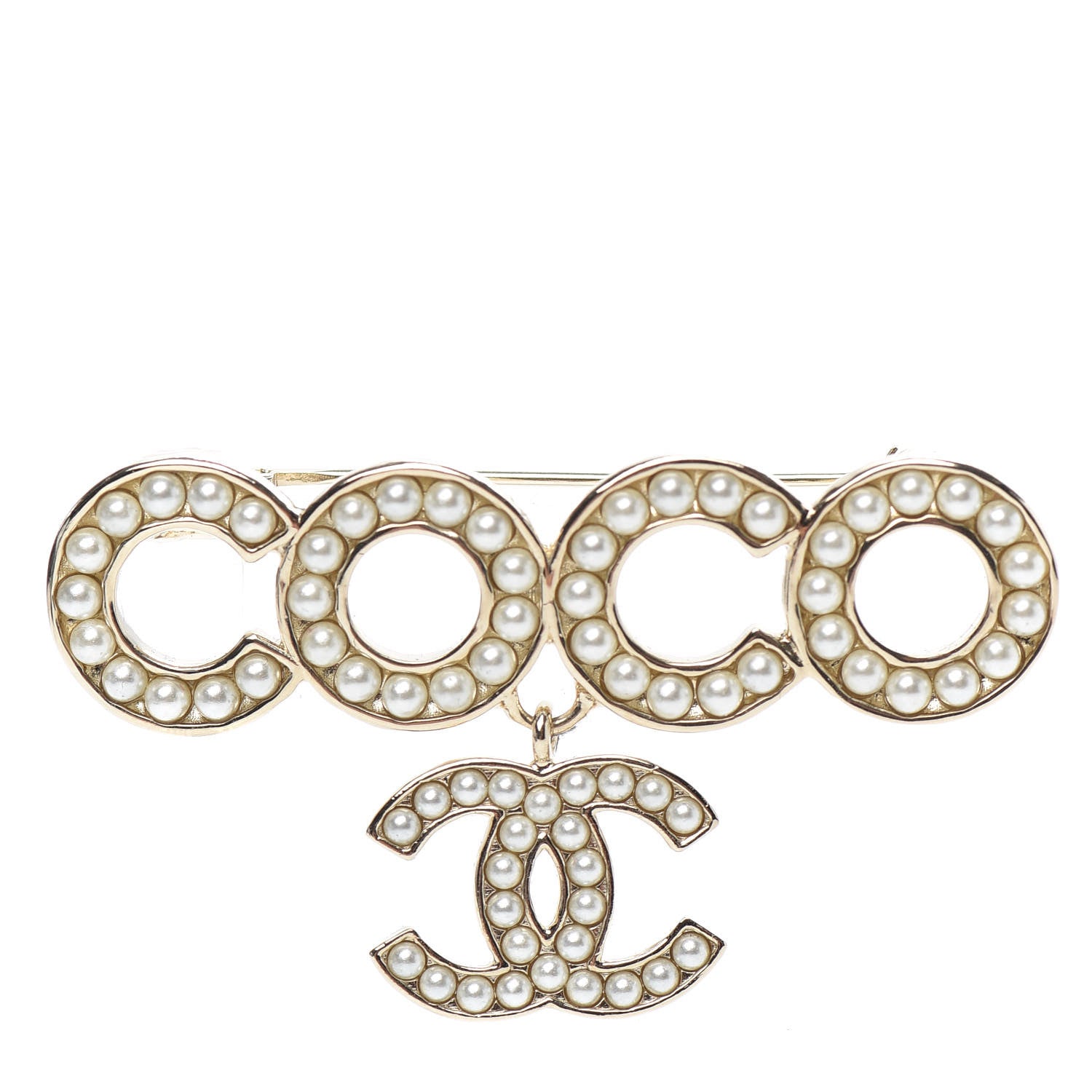 Chanel Pearl Coco Brooch Gold 1 of 5