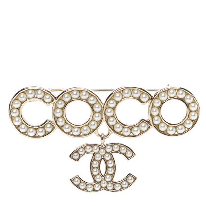 Chanel Pearl Coco Brooch Gold 1 of 5